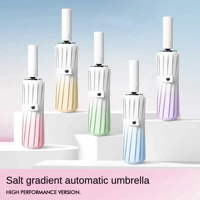 20 Bone Automatic Gradient Color Umbrella for Men Women Large 3 Fold Windproof Waterproof Sunshade Sun UV Protection Umbrellas R250724
