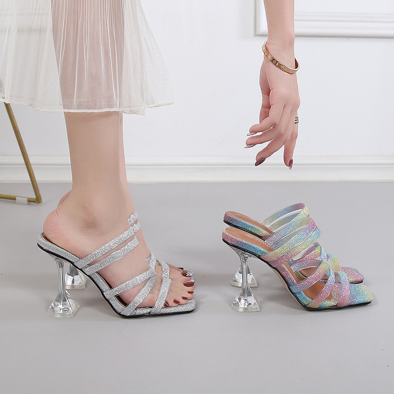 Designer sandals 2025 Spring New Other Slippers Wedge Seven Rubber Color Block PUT Shape High Heel Sandals