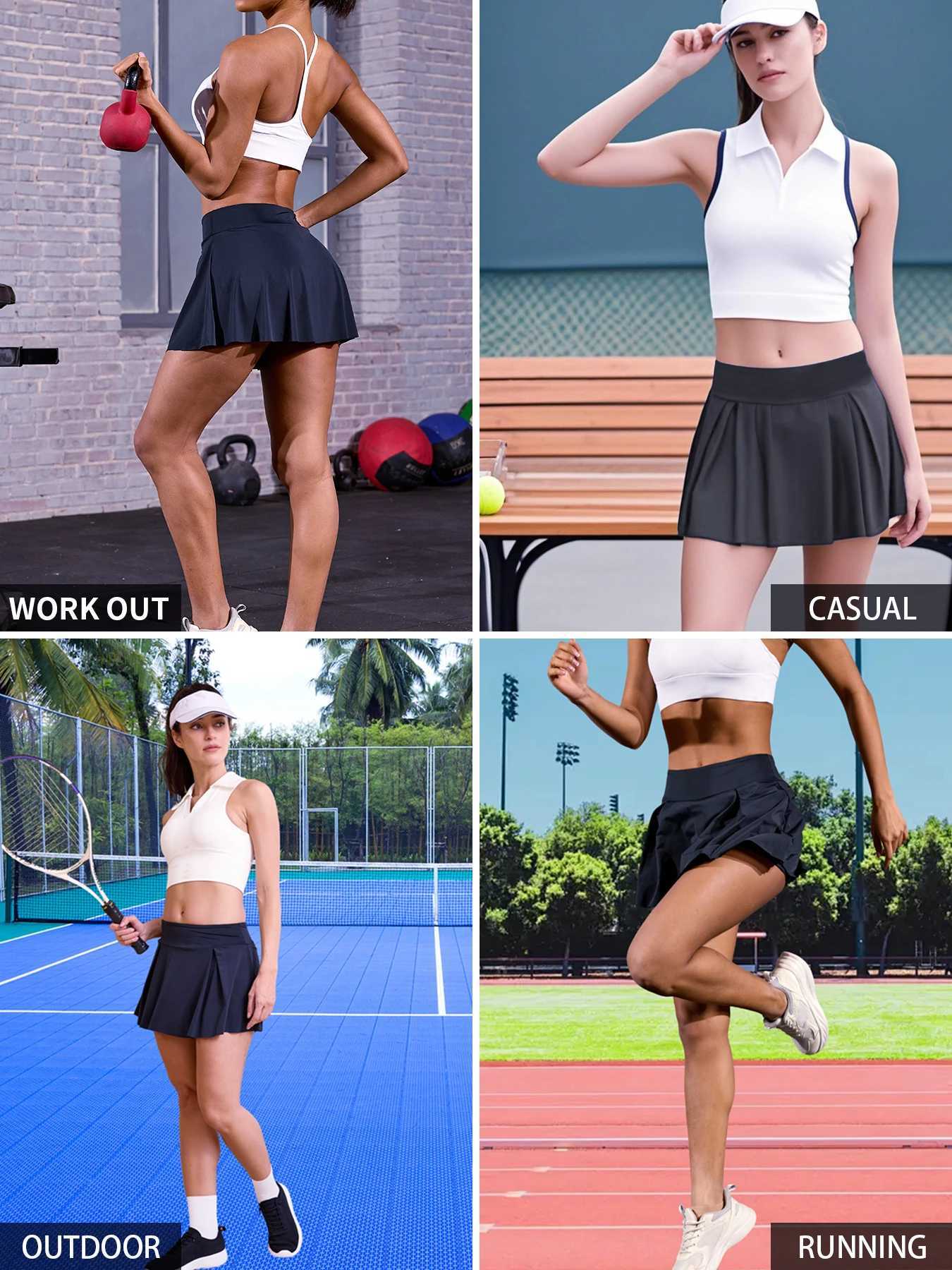 Super Soft Double Layer Sport Skirt For Women With Inner Layer Pockets Quick-Dry Tennis Skirt Workout Golf Skorts SkirtsXJ250724