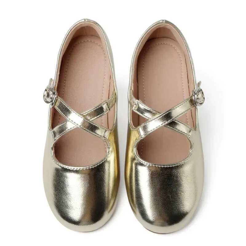 Girls Ballet Shoes Solid Color Childrens Leather Shoes Fashion Casual Versatile Kids Princess Par Wedding Flat Shoes Non-slip XJ250724
