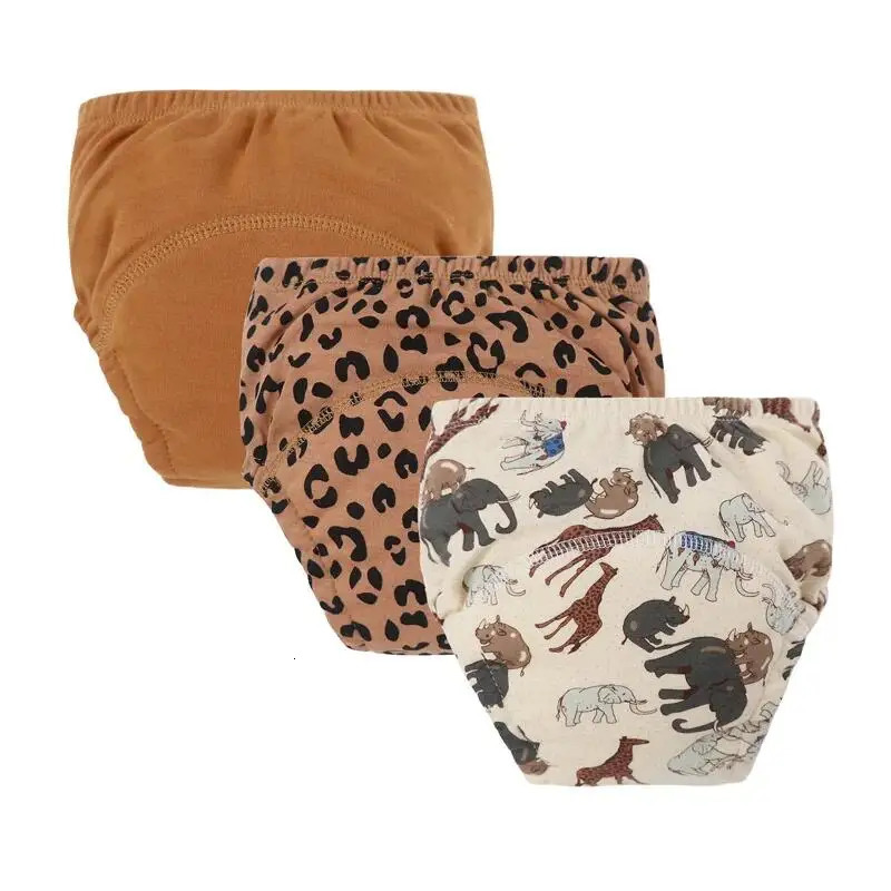 3Pcslot Baby Diaper Pants Cotton Toddler Training Cartoon Printed Reusable Nappies Breathable born Infant Underwear 250724