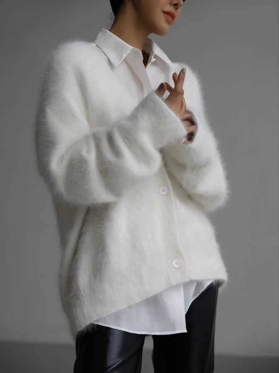 Womens Cardigans Korean Fashion V-neck Sweater Coat Long Sleeve Oversized Sweater Female Buttons Solid Knitted Jacket Women X250724