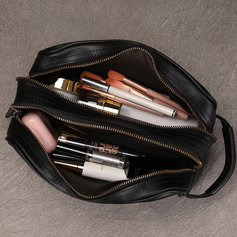 Mens Stroage Bag For Travel Wash Bags Clutch Bags Men Women Make Up Bags Genuine Leahter Durable Clutches Large 250723