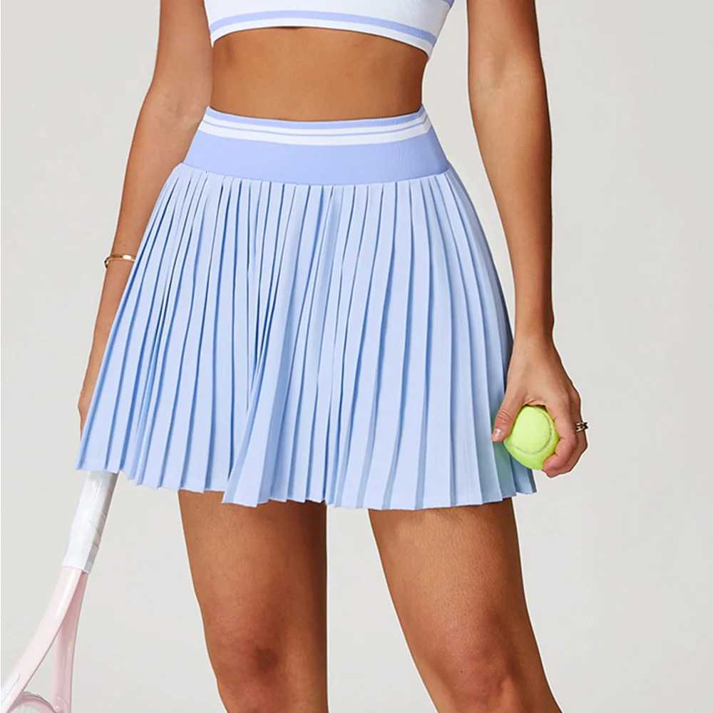 JUREN Summer Color Blocking Yoga Short Skirt Women High Waisted A-line Skirt Fitness Sports Short Skirt Anti Glare Tennis Skirt XJ250724