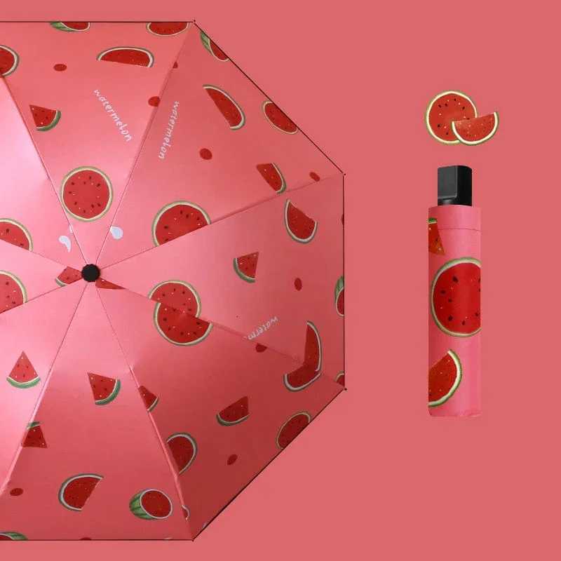 1pcs UV Sun Umbrella Compact Folding Travel Rain Umbrellas Auto Open and Close for Windproof Cute Fruit Watermelon Pattern New R250724