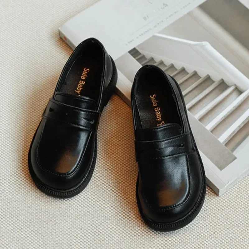 2-8Y Childrens British Leather Shoes Spring New Versatile Comfortable Boys Girls Black Single Shoes Retro Soft Leather Shoes XJ250724