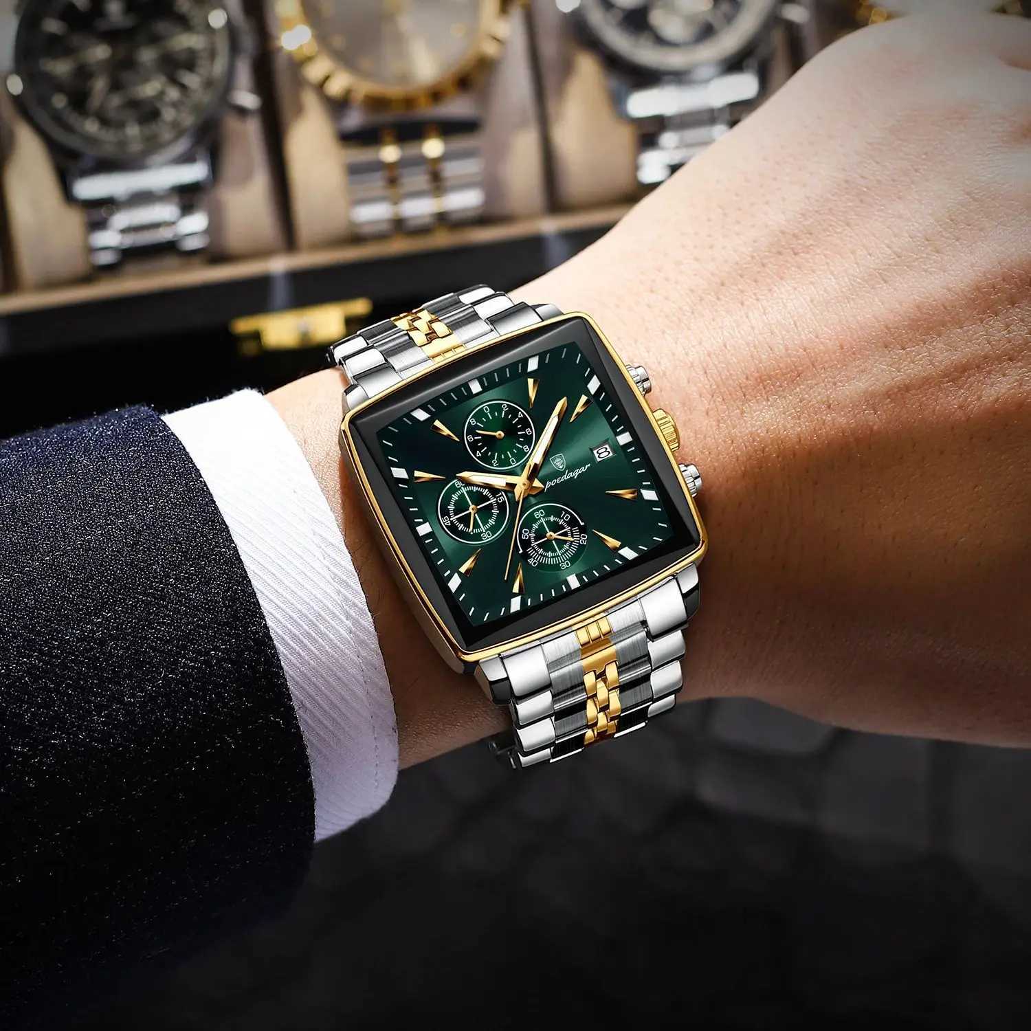 POEDAGAR Top Luxury Male Wristwatch Waterproof Luminous Stainless Steel Men Watch Chronograph Date Business Quartz Mens Watches W250724