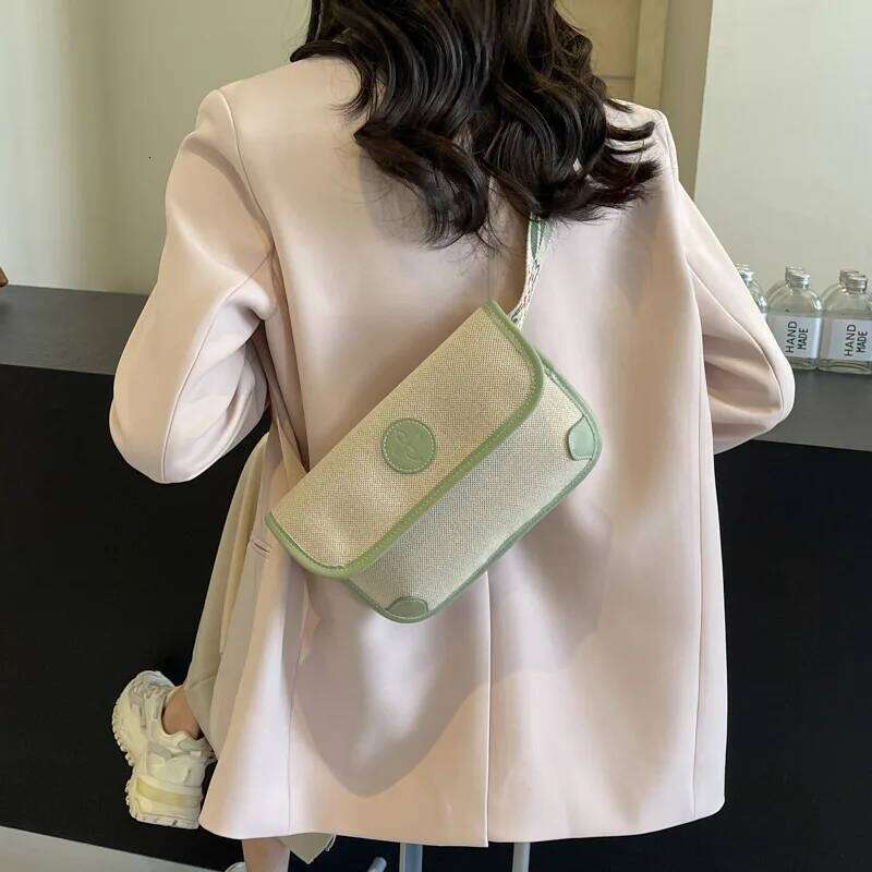Fashion Canvas Women's Versatile New Trend Contrasting Color Small Square High-End Single Shoulder Messenger Bag