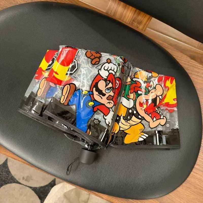 Super Mario Bros Automatic Umbrella Transparent Solid Color Manual Umbrellas Cartoon Outdoor Rain Umbrella Fashion Portable Gift R250724