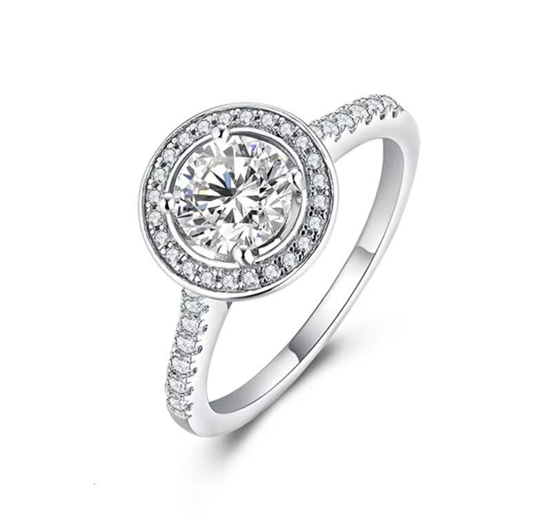 New Luxury Design Moissanite Jewelry Brilliant Round Shape 6.5MM Moissanite 925 Sterling Silver Rings