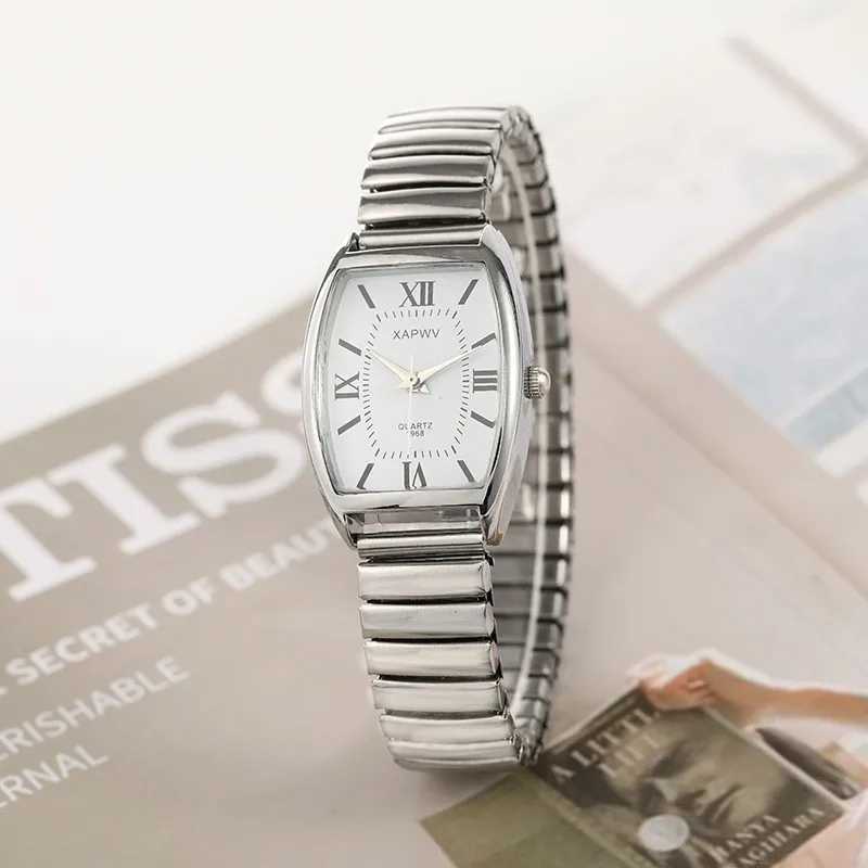 Fashionable Barrel-Shaped Simple Elegant Quartz Watch Womens Elastic Band Retro Womens Watch W250724