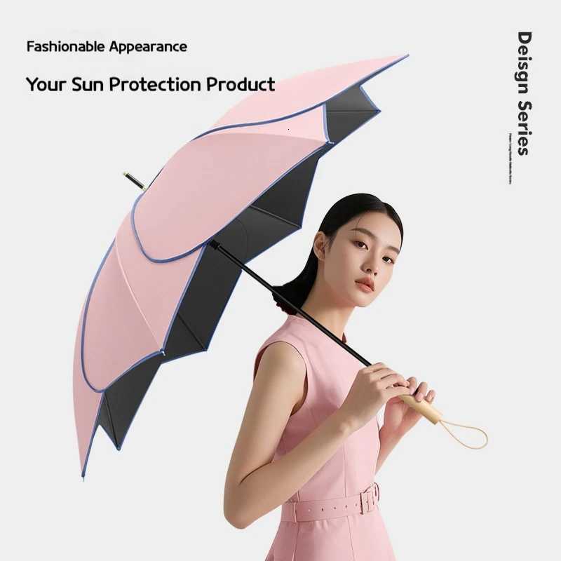 Flower Long Handled Rain and Sunshine Dual-Use Umbrella UV Protection Sun Protection Sunshade Umbrella Vinyl Umbrella R250724