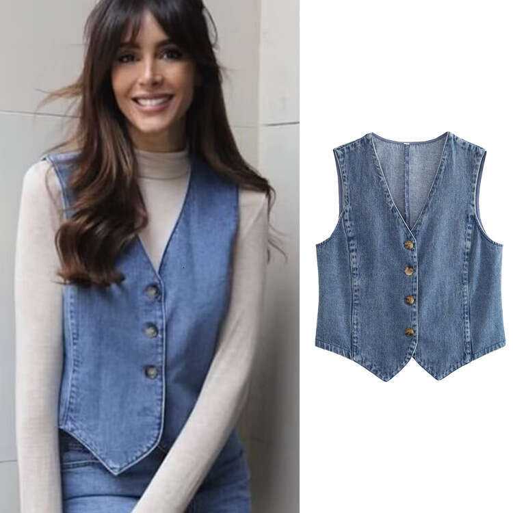 Trafzay2k Summer New Women's Denim Vest B5