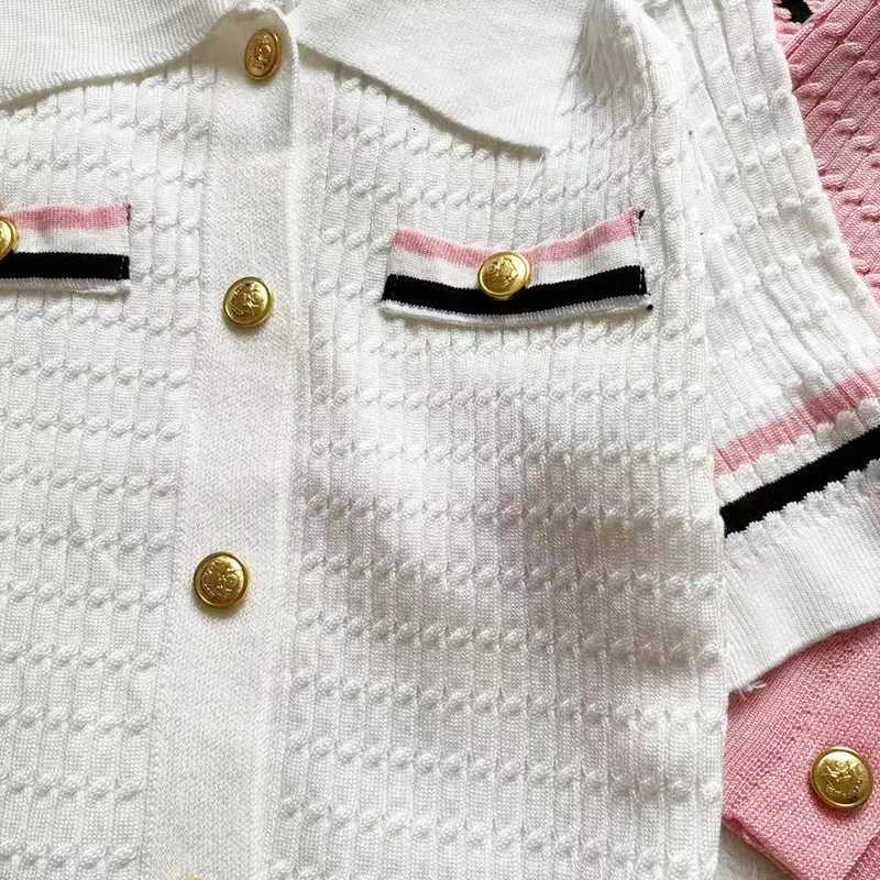 Womens Casual Summer Knit Cardigan with Color Block Design Short Sleeve Polo Neck Morning Routine Top Ladies Cardigan X250724