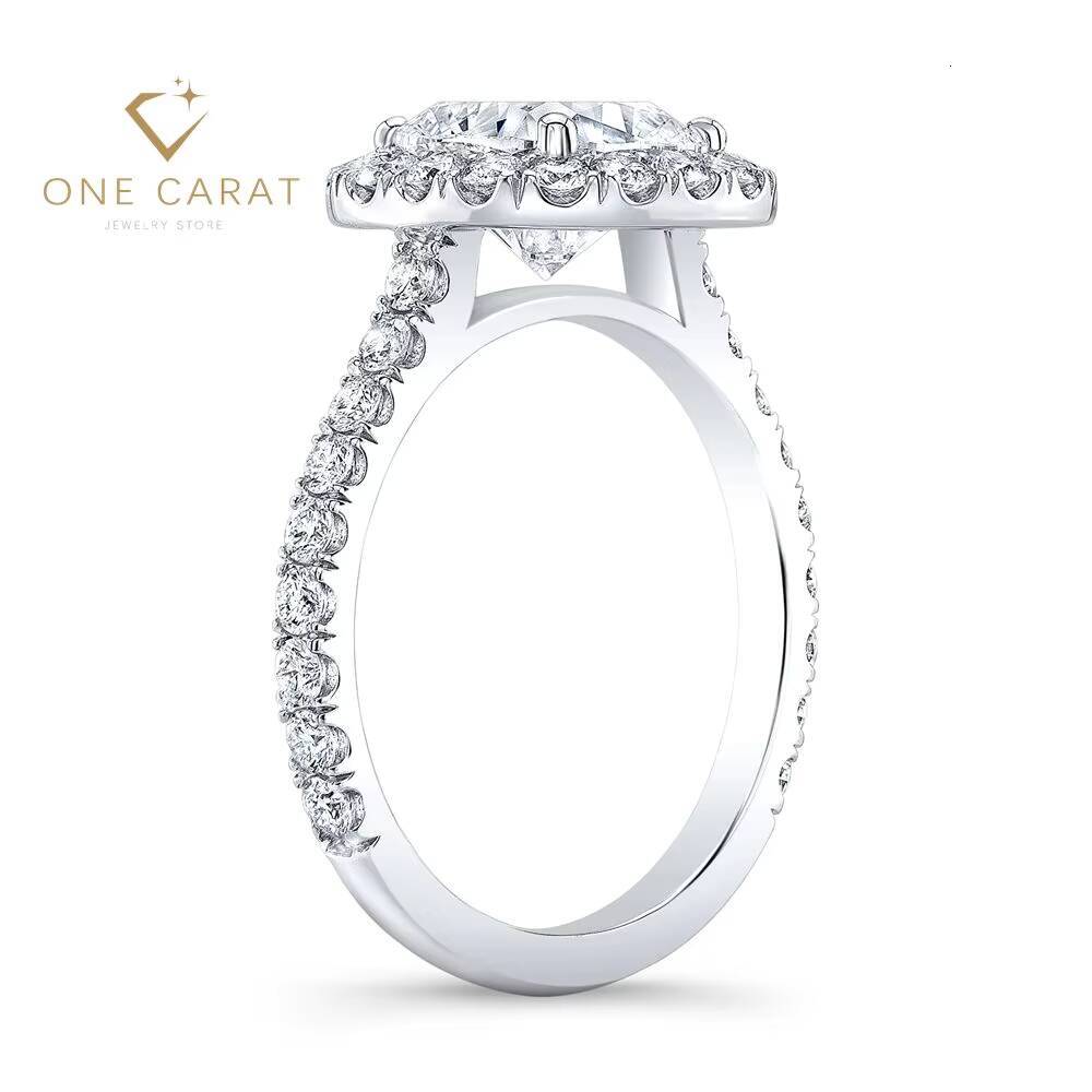 Classic Halo Moissanite Square Cushion Cut Engagement Ring Solid 14K White Gold Women D Color 1CT 2CT 3CT Gold Wedding Rings Set