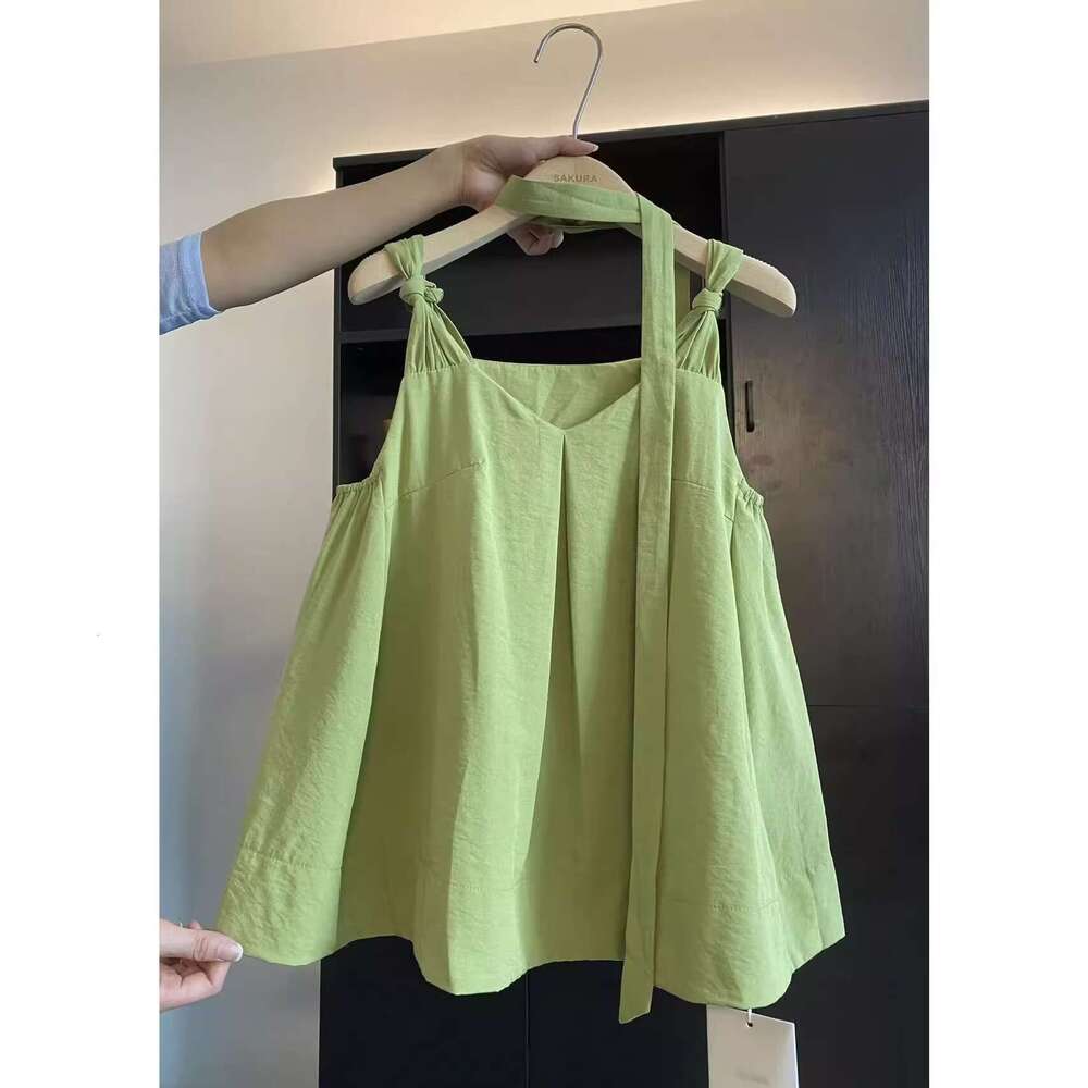 sxzy korean style chic niche unique vneck twist camisole for women summer design loose slimming sleeveless top