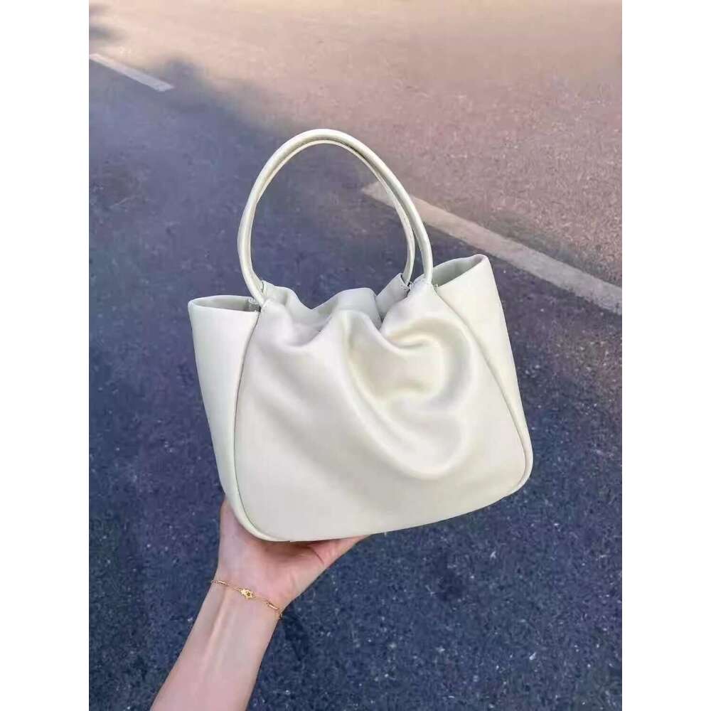 2025 New Soft Leather Cloud Pleated Small Handbag Women's Tote Basket Niche High-end Commuter Crossbody Bag