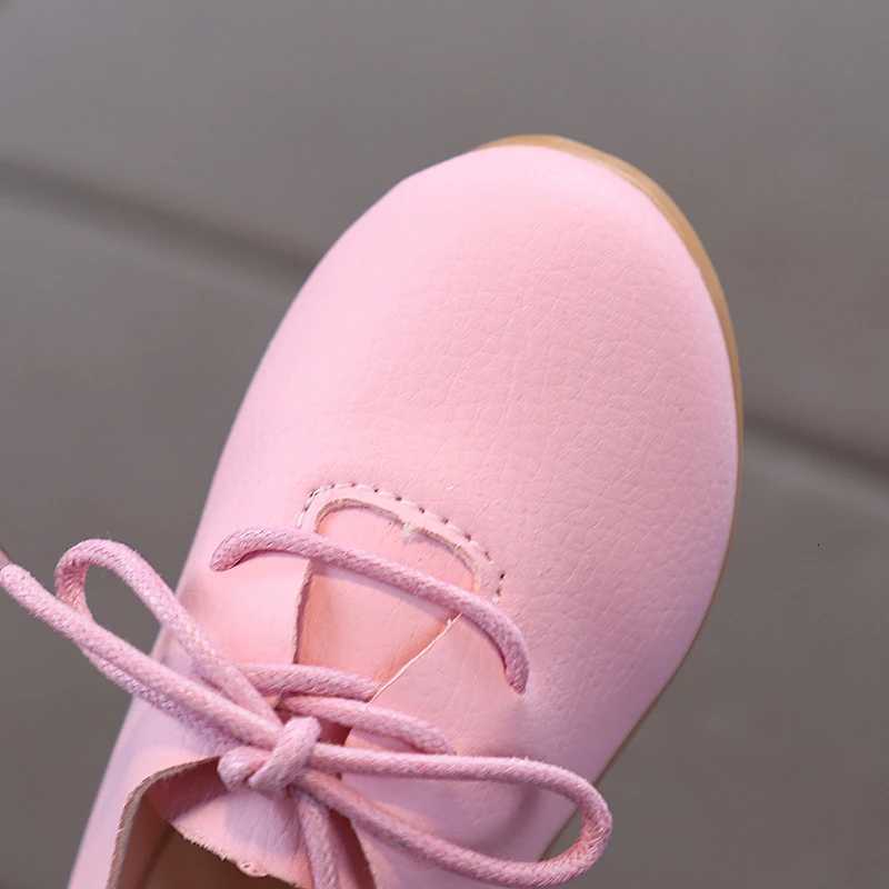 Spring Children Leather Shoes Lace-up Solid Color Matte Kids Flat Shoes Light Flexible All-match Leisure Fashion Girls Shoes XJ250724