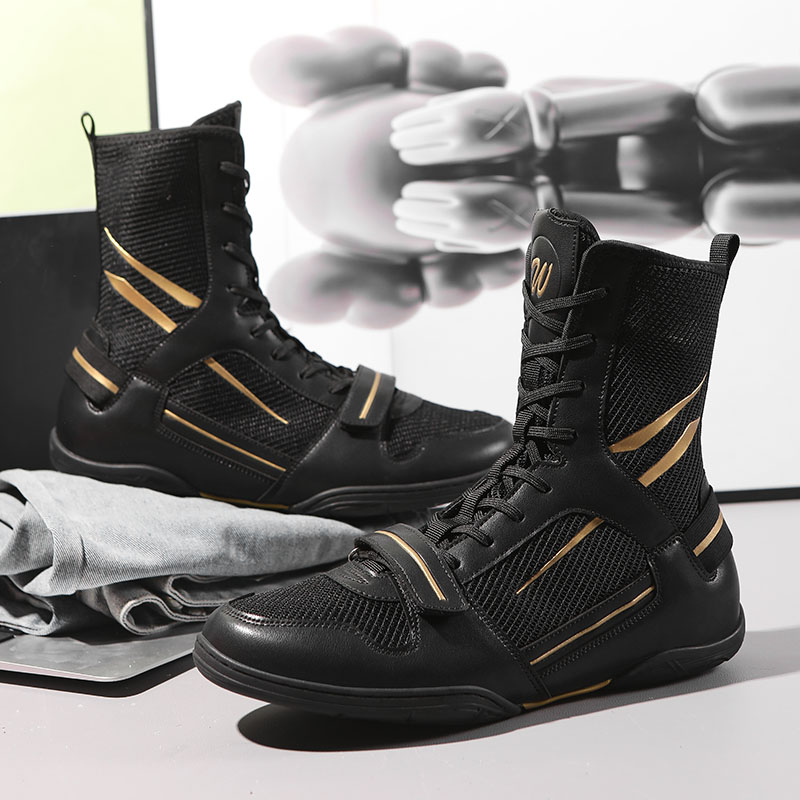 Boxing fighting shoes fitness boxing shoes men and women fighting training multifunctional breathable wear-resistant non-slip shock absorption