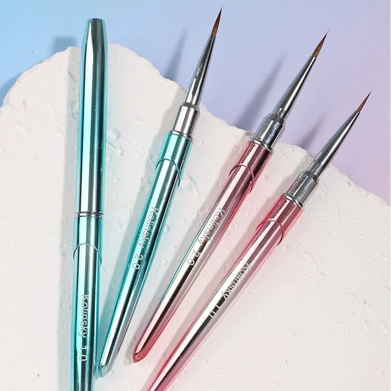 1Pc Metal Handle Kolinsky Nail Liner Brush Nail Painting Pen Acrylic UV Gel Brushes Crystal Manicure Tool Nail Brush 250716