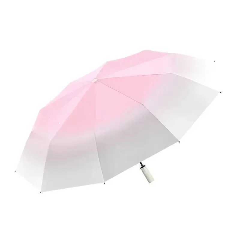 Gradient Color Small Fresh Style Automatic Umbrella Dual-use for Sunny and Rainy Days Thickened and Windproof Sun Umbrella R250724