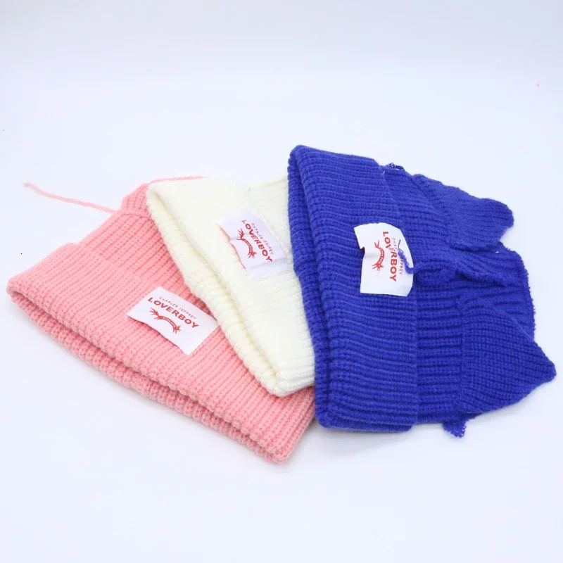 Cute Fashion Hooded Lover Boy Ear Knit Double-layer Warm Fox Ear Woolen Hat Niche n Hip-hop Personality Cold Hat Y2k 250722