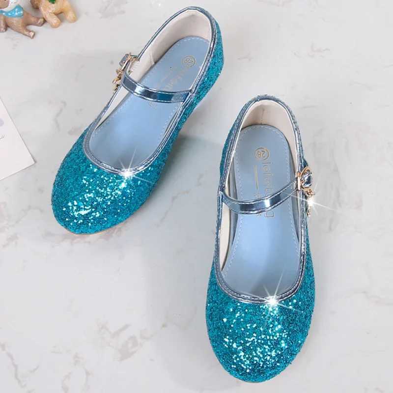 Classic Children High Heels Leather Shoes Fashion Sequins Elegant Kids Girls Wedding Shoes Princess Party Dress Single Shoes XJ250724