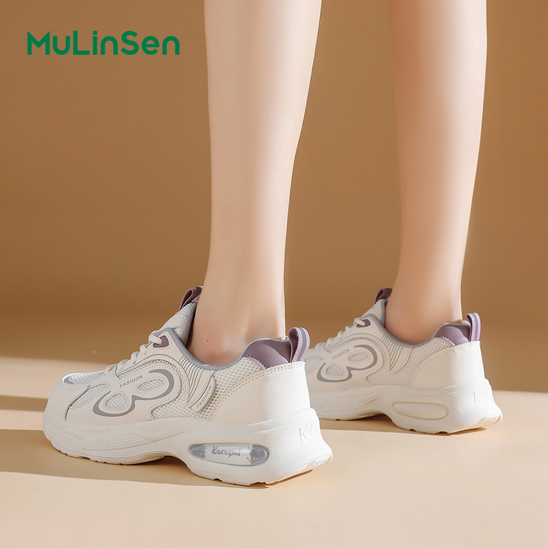 Mulinsen summer dad shoes for women 2025 new mesh breathable sports shoes for small height casual Forrest Gump shoes