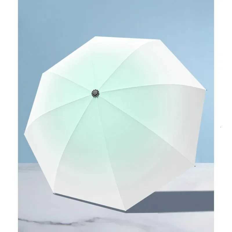 Gradient Color Small Fresh Style Automatic Umbrella Dual-use for Sunny and Rainy Days Thickened and Windproof Sun Umbrella R250724
