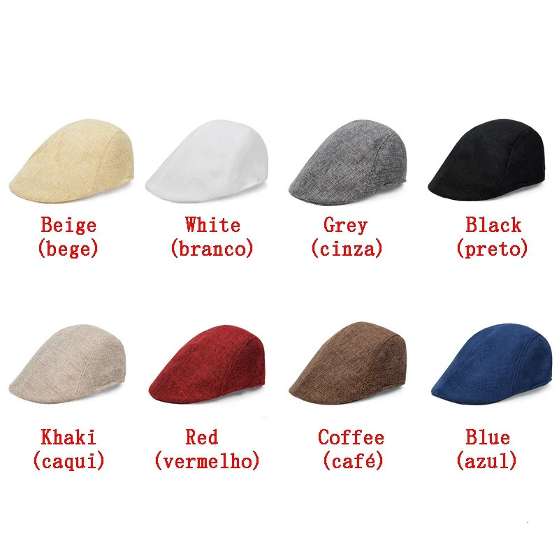 Cotton and Linen Solid Color Thin Beret Sports Hat Fashion Hat Breathable Hat sboy Hats Sun Hat 250723