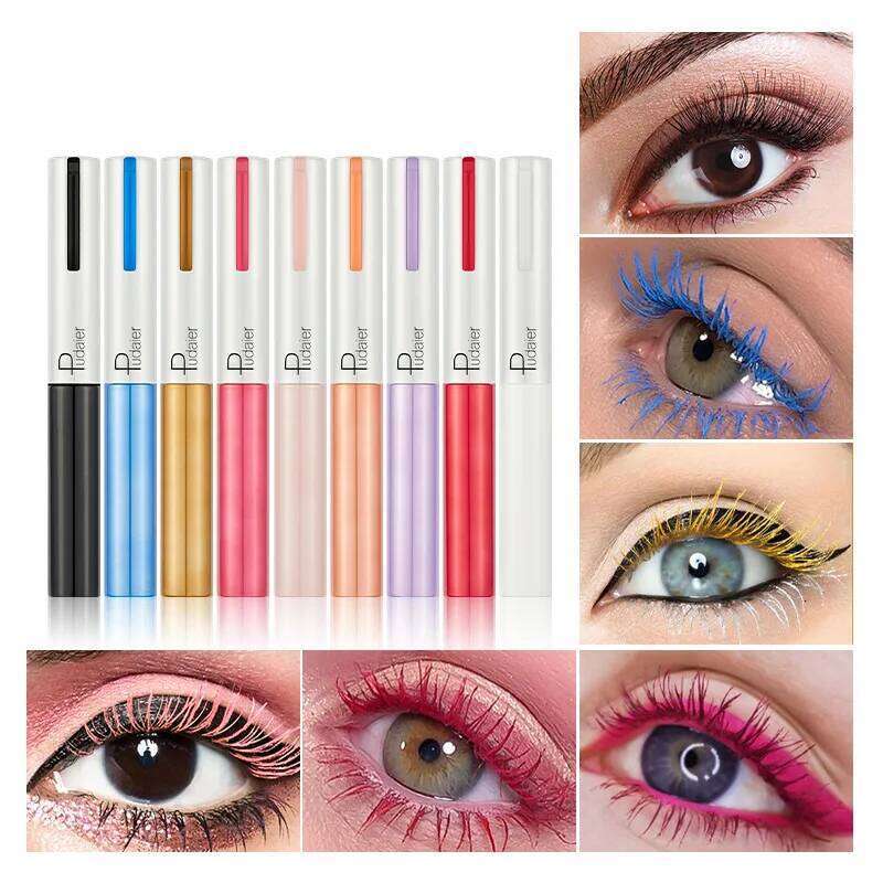 9 Colors Ultra-Fine Brush Silk Fiber Mascara - Waterproof Sdge-Proof Lengthening Curling Long-Lasting for Natural/Party Makeup X25072