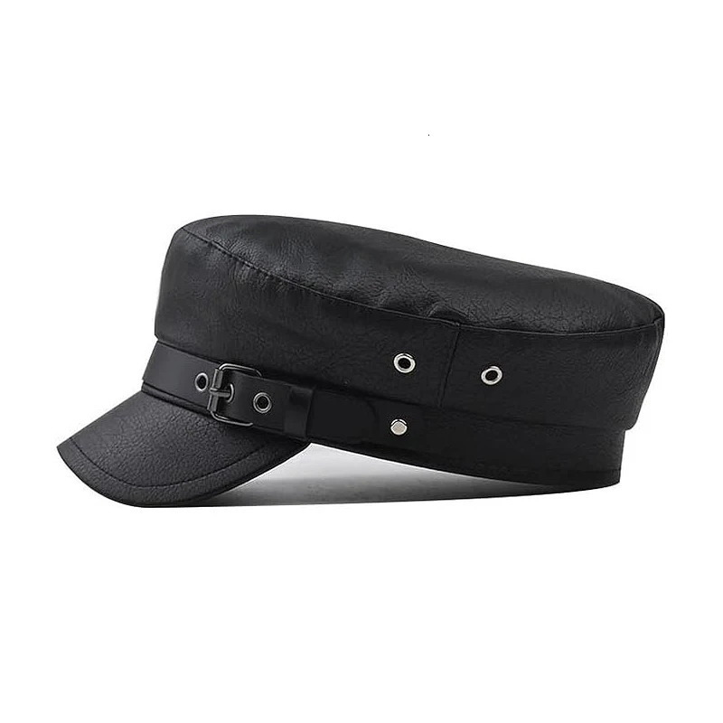 Women Fashion sboy Cap PU Leather Yacht Captain Sailor Visor Hat sboy Cabbie Baker Boy ed Beret Cap 250723