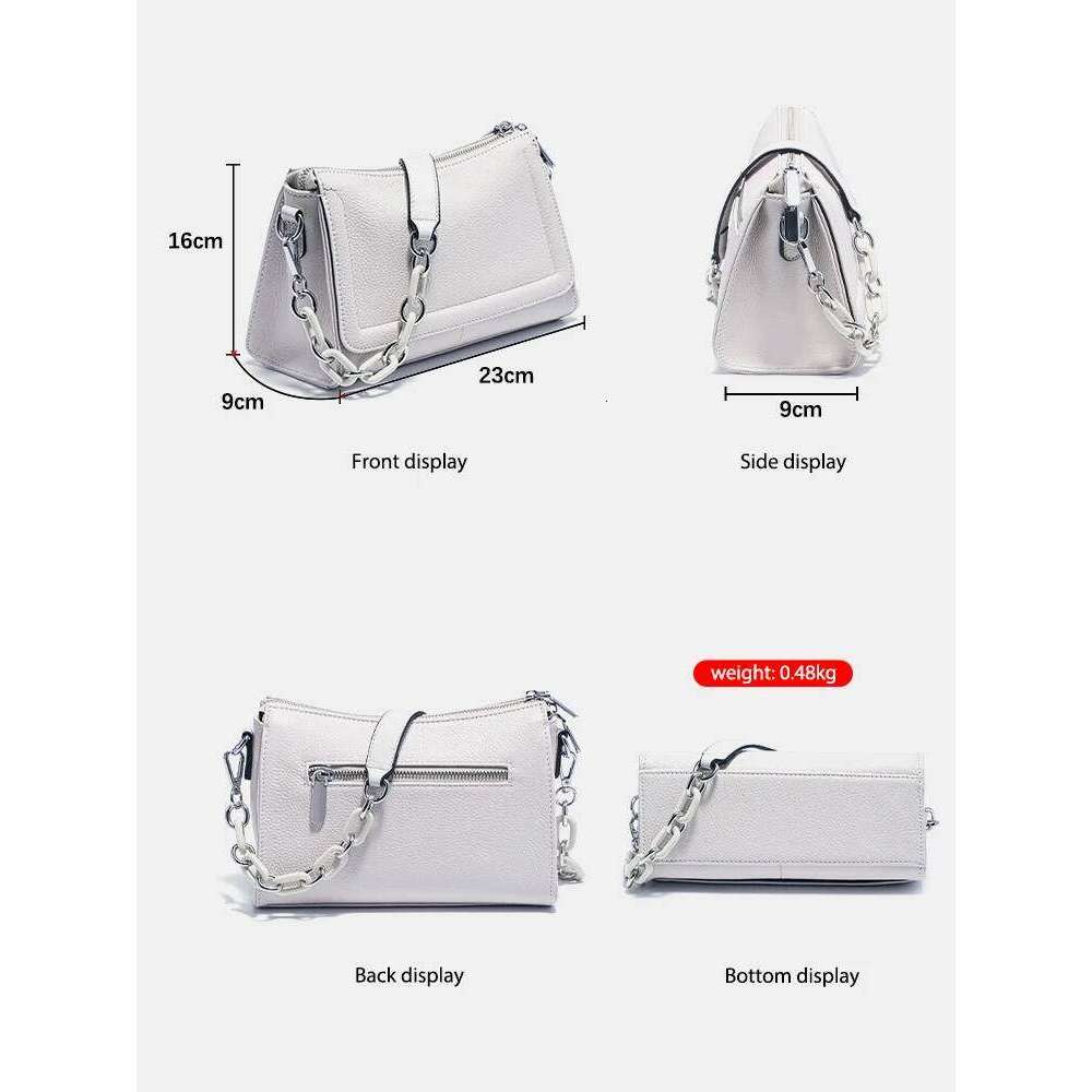 Luxury Designer Niche Zency Acrylic Chain Portable Soft Leather Top Handle Ladies Small Underarm Fashion Shoulder Crossbody Bag White