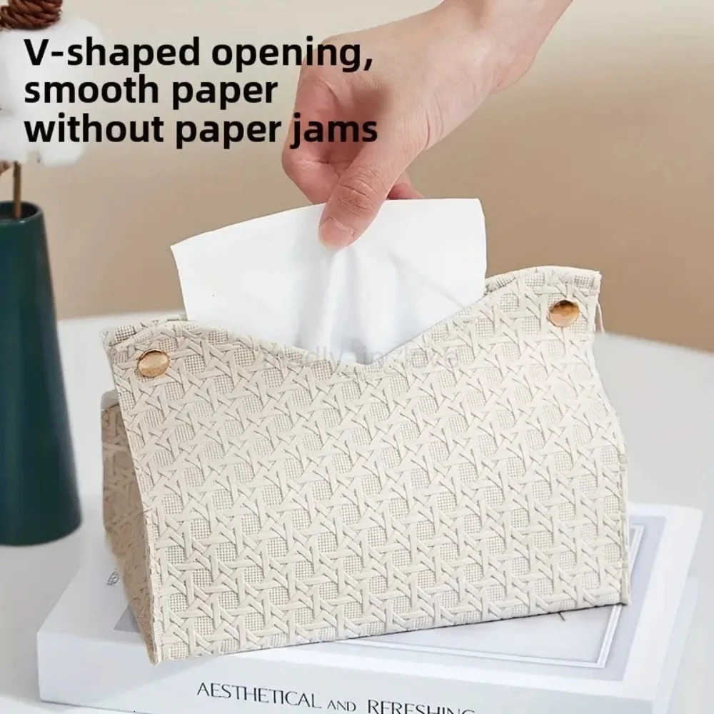 PU leather tissue box decorative napkin holder with buttons suitable for living rooms bedrooms and bathrooms. M250724