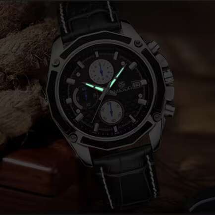 DHgargets MEGIR Men's Sports Watch - Chronograph, Luminous, 30M Waterproof, Leather Strap, Multifunction Wristwatch