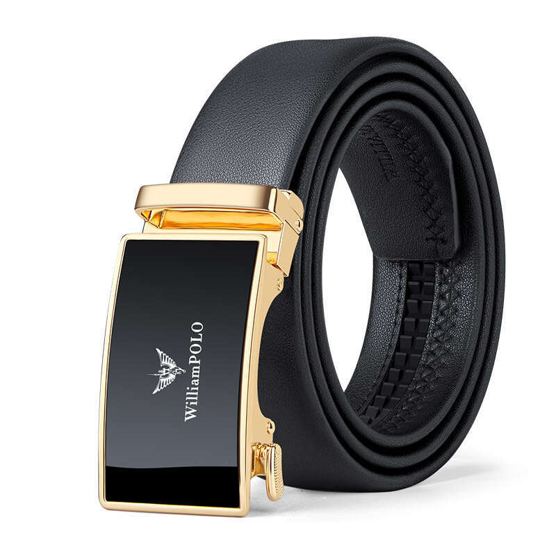 Paul High-End Genuine Automatic Buckle Men's Simple Business Alloy Soft Leather Belt Men