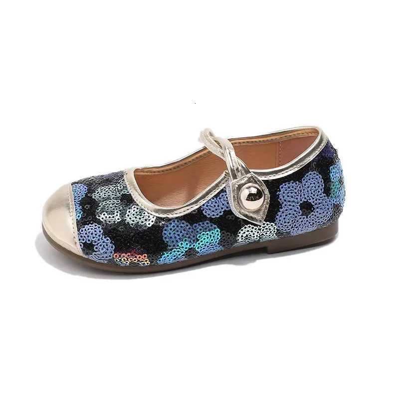 Kids Flat Shoe Round Toe Fashion Girls Dance Performance Shoes With Sparkling Sequins 2024 New Children Princess Shoes Soft Sole XJ250724
