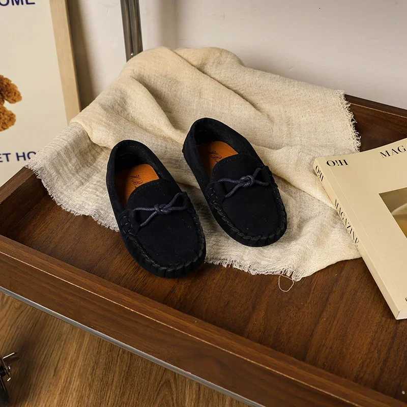 Boy Leather Shoe Simple Versatile Childrens Shoe for Girl Fashion Soft Kids Casual Flat Loafers Solid Color Moccasins Versatile XJ250724