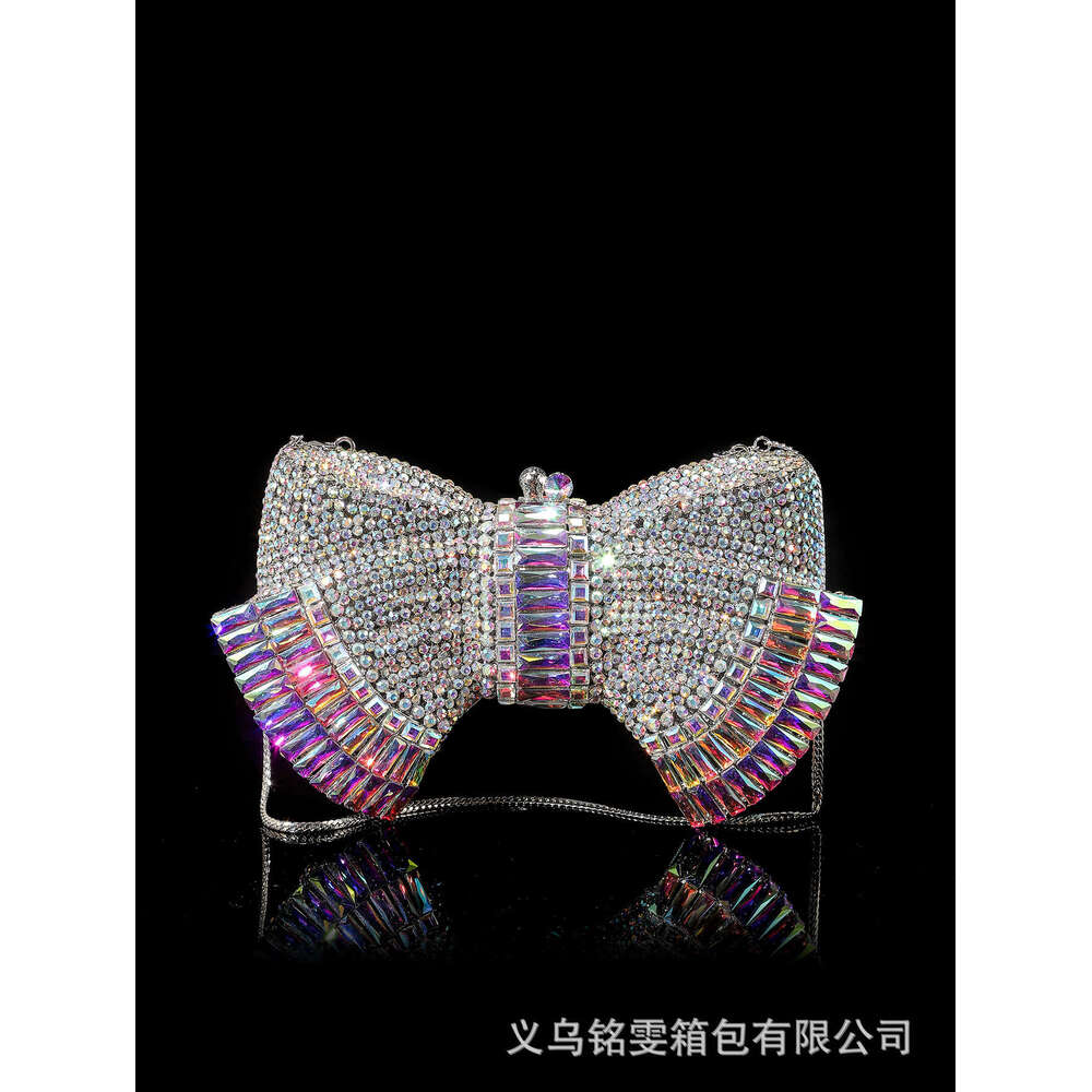Designer Luxury Evening Diamond High-end Luxury Heavy-duty New Style Evening Bag Bowknot, Inlaid Diamonds, Handbag for Women with Rhinestone Chain
