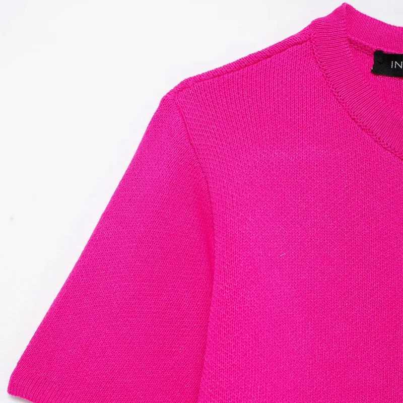 2024 Spring Autumn Elegant Short Sleeve Knitted Outerwear for Women Elegant Short Sleeve Jacket Coat Ladies Fashion Casual White Rosered Knit Coat X25