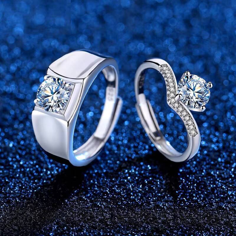 Sterling Silver 925 Jewellery Moissanite Engagement Rings Set