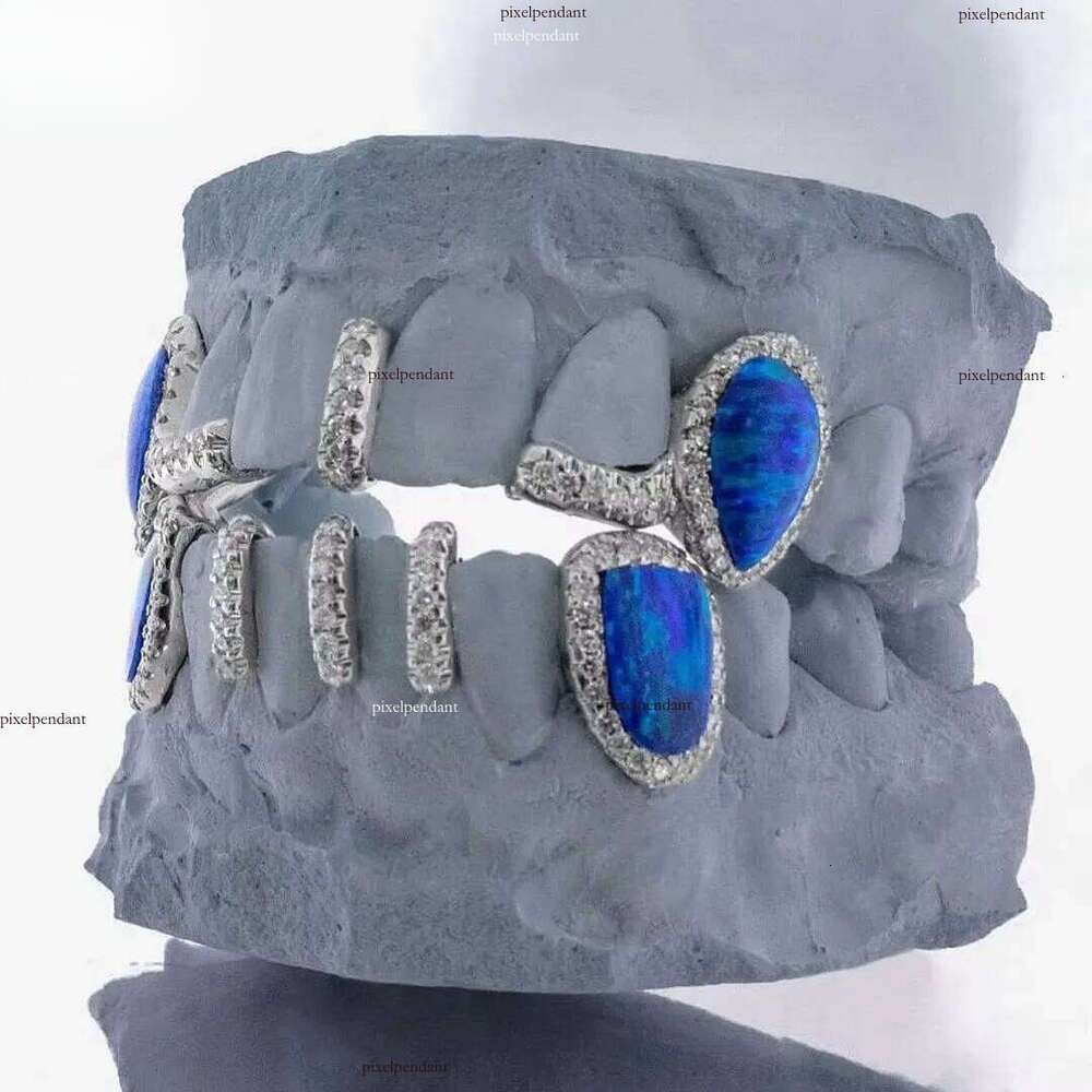 Custom 10K 14K Gold Plated Sier Full VVS Dia Moissanite Iced Out Hip Hop Teeth Grillz