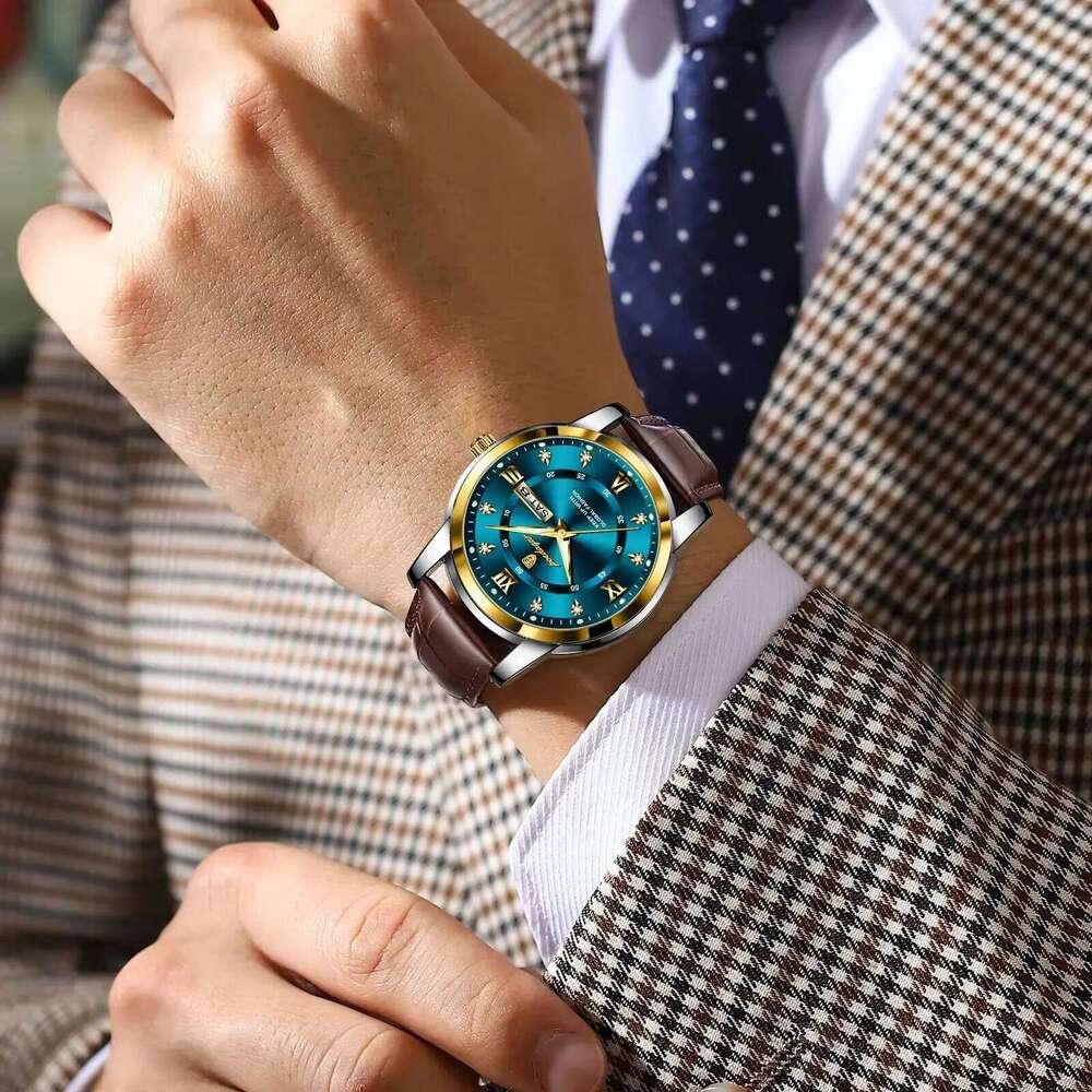DHwatches POEDAGAR Fashion Elegant Week Waterproof Luminous Men Wristwatch Leather Strap Reloj Men's Watch for Man