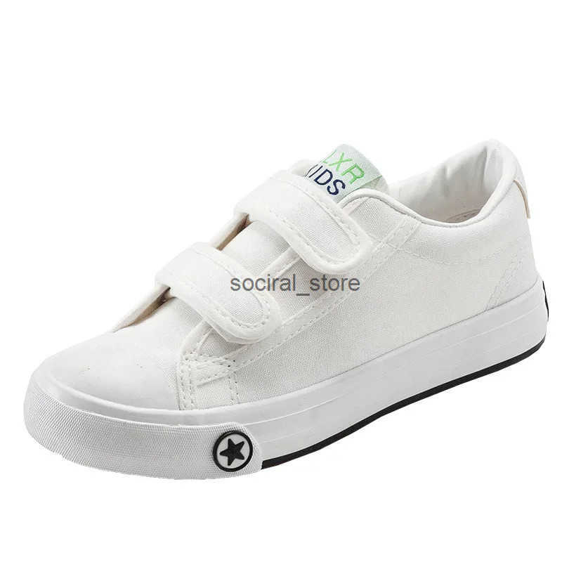 Childrens Canva Shoes Magic Stickers Autumn New Style Medium Large Kids Student Shoes Men Womens Kids Korean Fabric Q250724