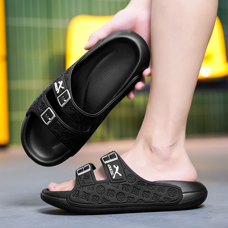 2025 new Men's Summer Outdoor Casual Sports Slippers Size 45 One-strap Flip-flops Non-slip Wear-resistant Thick-soled Coconut Slippers for Home U