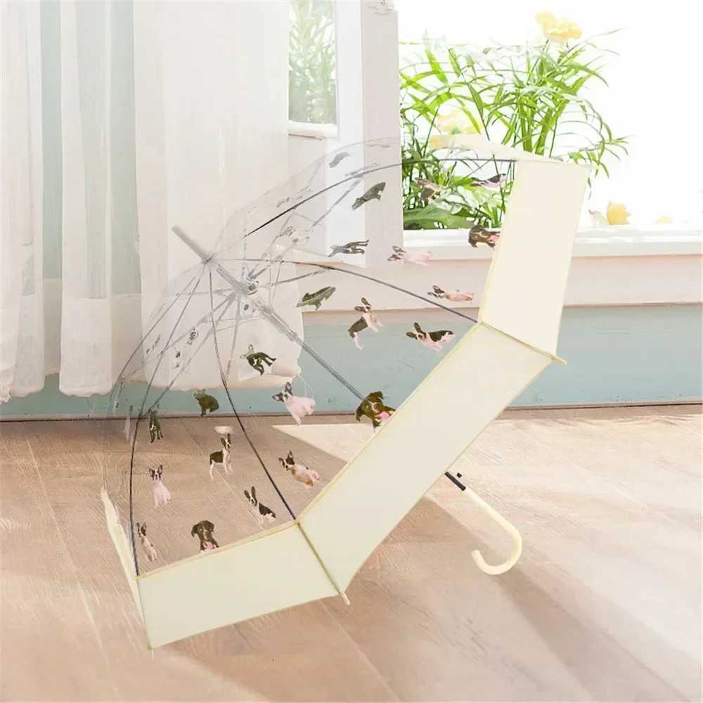 Cartoon Ins Style Trifold Transparent Umbrella Folding Simple Sunshade Funny Cat Rain Gear Parasol for Women Kids Umbrellas R250724