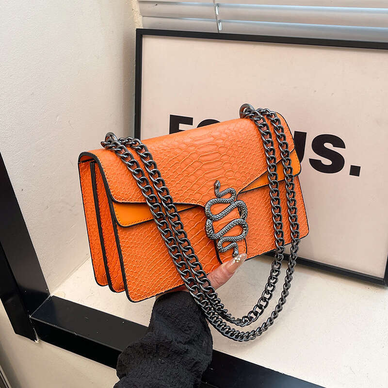 High-end Crocodile Pattern Chain Small Square for Women 2025 New Single Shoulder Underarm Fashion Versatile Crossbody Bag