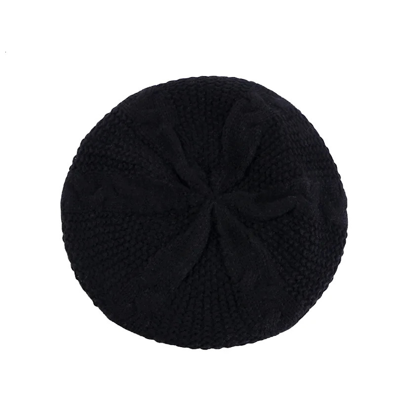 Women Casual Plain Color Knitted Beret Hat Winter Warm Vintage Wool French Artist Beanie Cap Painter Hat Girls Acrylic Hat 250722