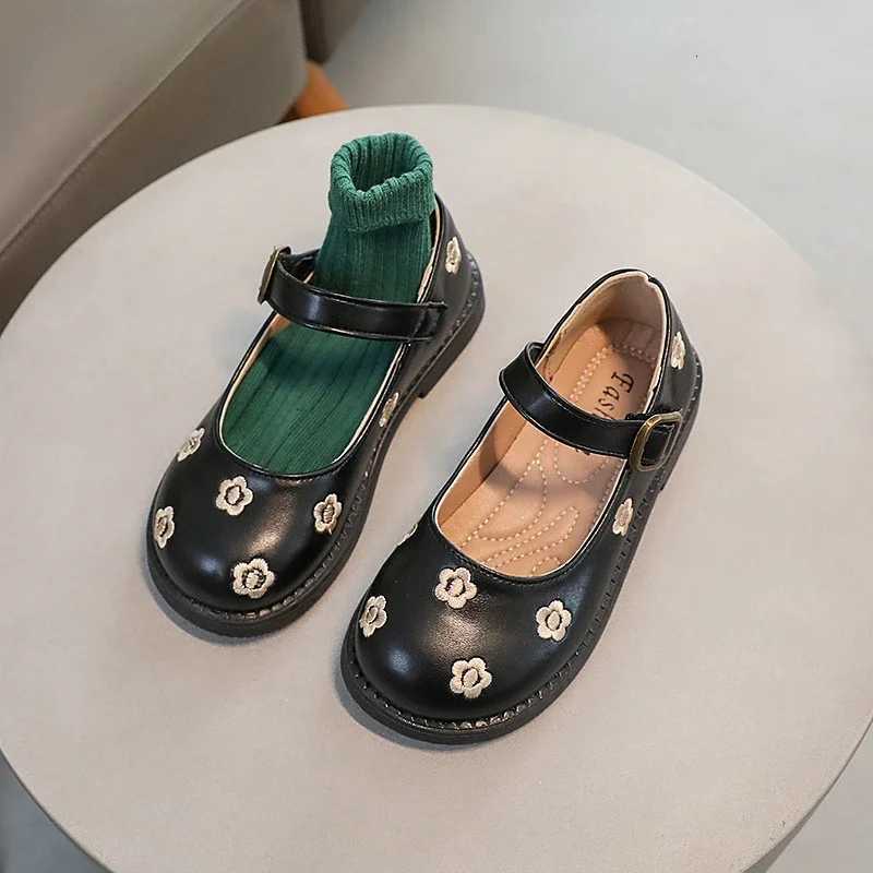 Girls Princess Leather Shoes Breathable Children Embroidery Flat Shoes Fashion Spring Autumn Kids Casual School Shoes Non-slip XJ250724