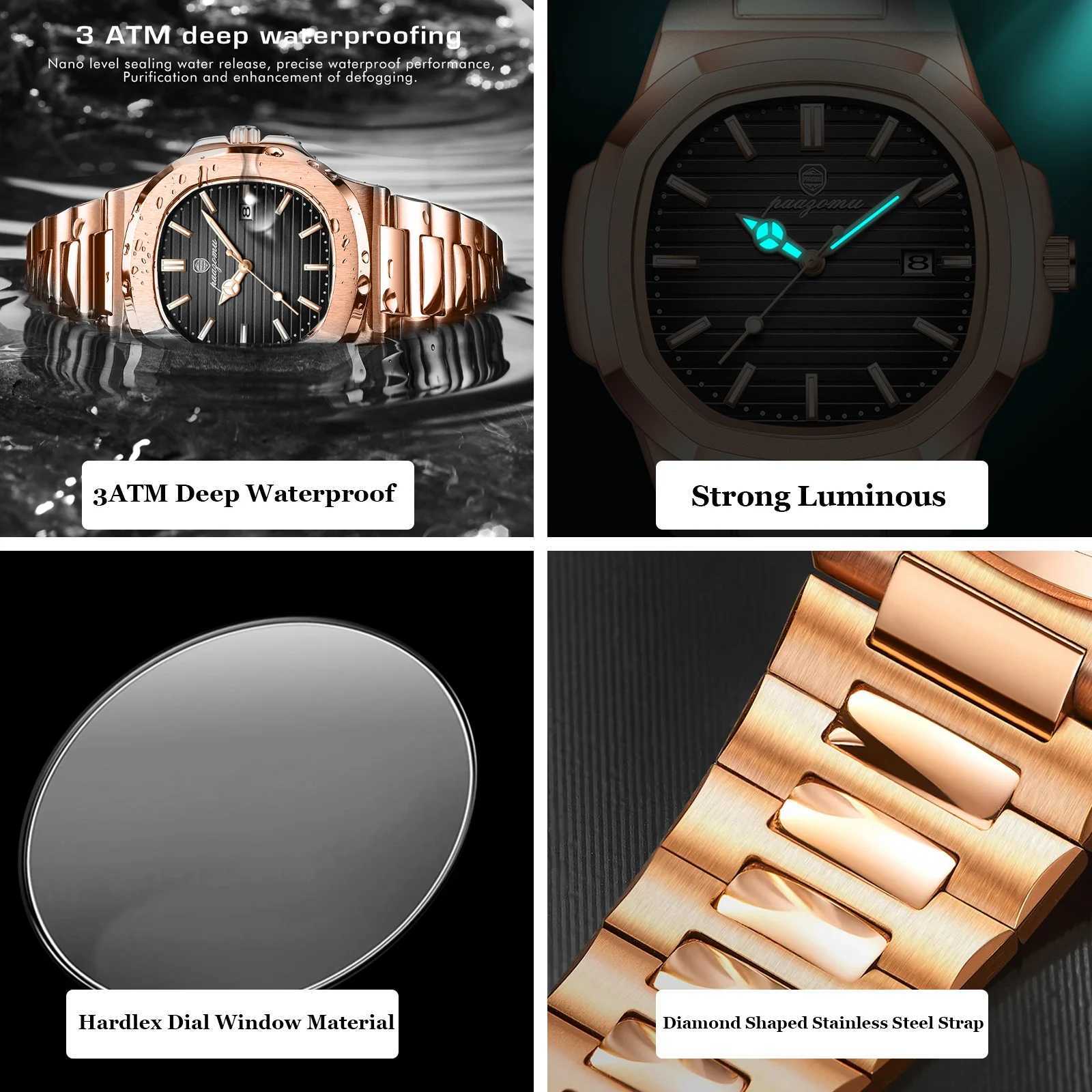 Fashion Mens Watches Business Stainless Steel Quartz Wrist Watch Calendar Date Male Casual Sports Luminous Clock W250724